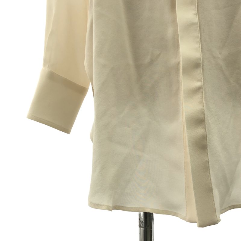 Bottega Veneta Silk Quilted Long Shirt Blouse 38 Ecru