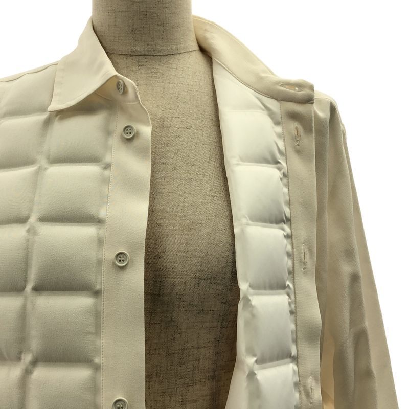 Bottega Veneta Silk Quilted Long Shirt Blouse 38 Ecru