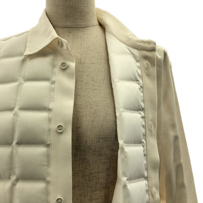 Bottega Veneta Silk Quilted Long Shirt Blouse 38 Ecru