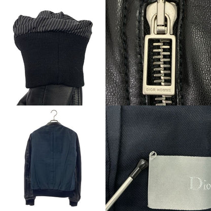 Dior Homme Leather Jacket Sheep Lamb Single Fully Lined 44 Black