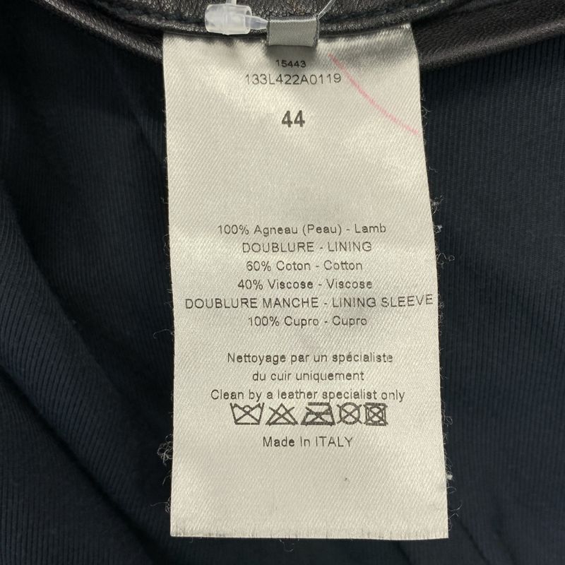 Dior Homme Leather Jacket Sheep Lamb Single Fully Lined 44 Black