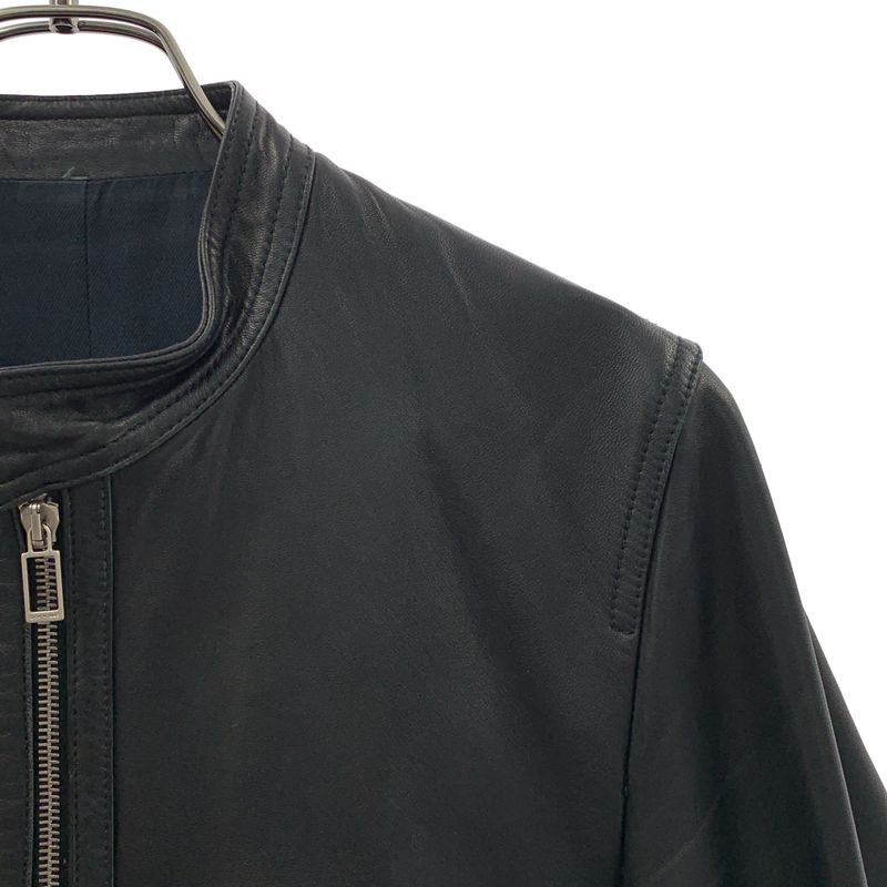 Dior Homme Leather Jacket Sheep Lamb Single Fully Lined 44 Black