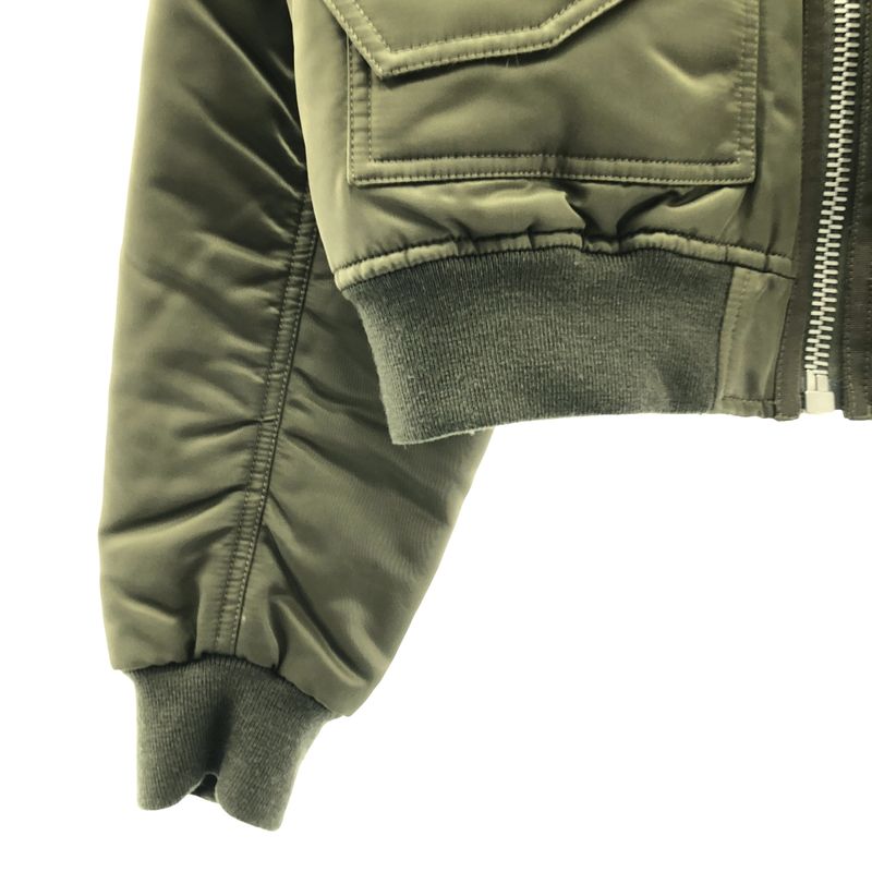 Celine Nylon Cropped Bomber Jacket 36 Khaki