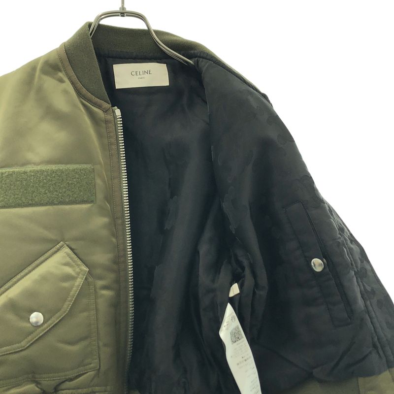 Celine Nylon Cropped Bomber Jacket 36 Khaki