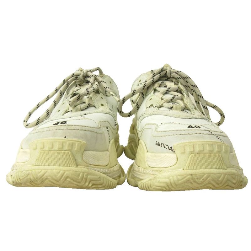 Balenciaga Triple S Sneakers Shoes Low Cut Thick Sole Leather 40 White