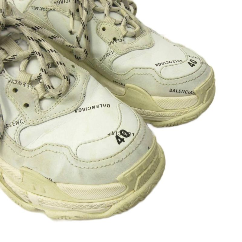 Balenciaga Triple S Sneakers Shoes Low Cut Thick Sole Leather 40 White