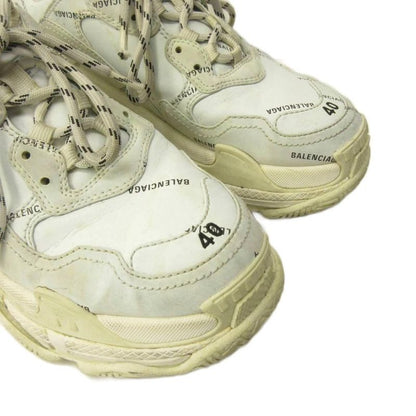 Balenciaga Triple S Sneakers Shoes Low Cut Thick Sole Leather 40 White