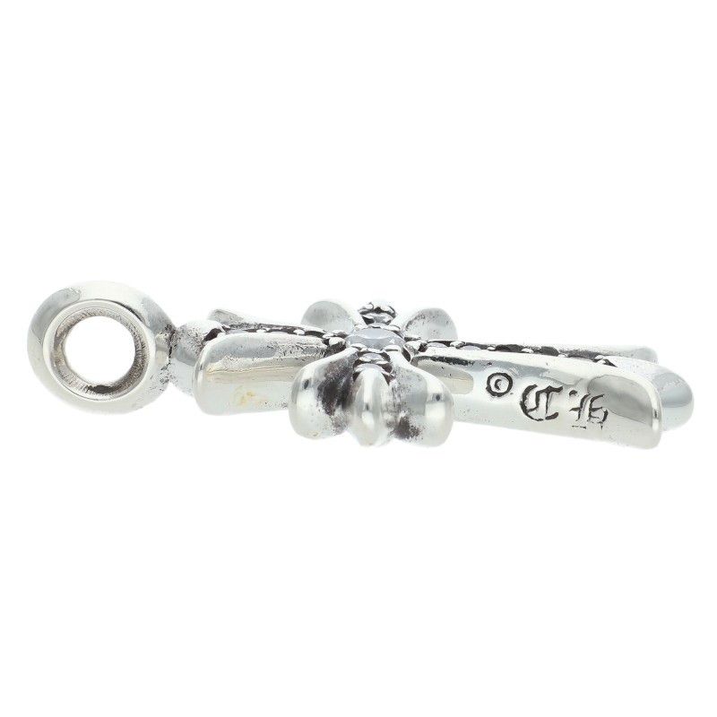 Chrome Hearts Tny Crsf P Dmnd Tiny Fat Cross Pave Diamond Pendant Silver