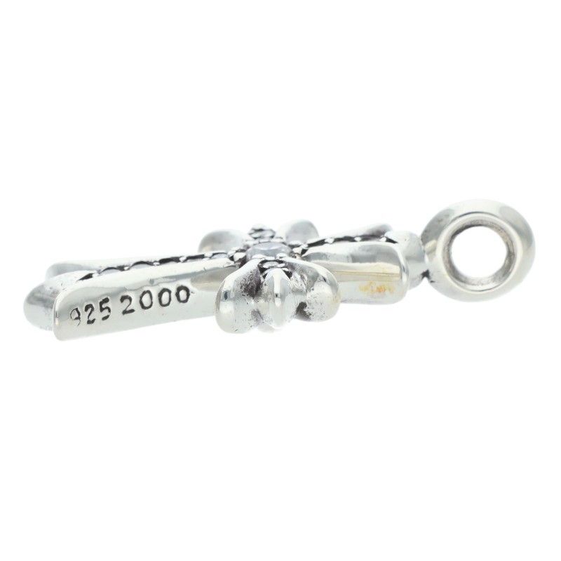 Chrome Hearts Tny Crsf P Dmnd Tiny Fat Cross Pave Diamond Pendant Silver
