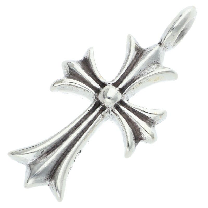 Chrome Hearts Tny Crsf P Dmnd Tiny Fat Cross Pave Diamond Pendant Silver