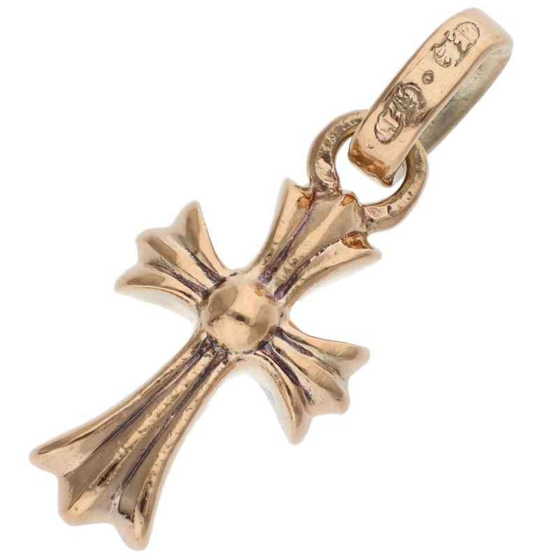 Chrome Hearts 22k Crs Bbyfat P Dmnd Baby Fat Pave Diamond Charm Gold Necklace