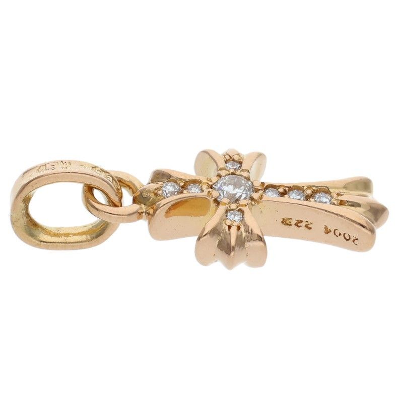 Chrome Hearts 22k Crs Bbyfat P Dmnd Baby Fat Pave Diamond Charm Gold Necklace