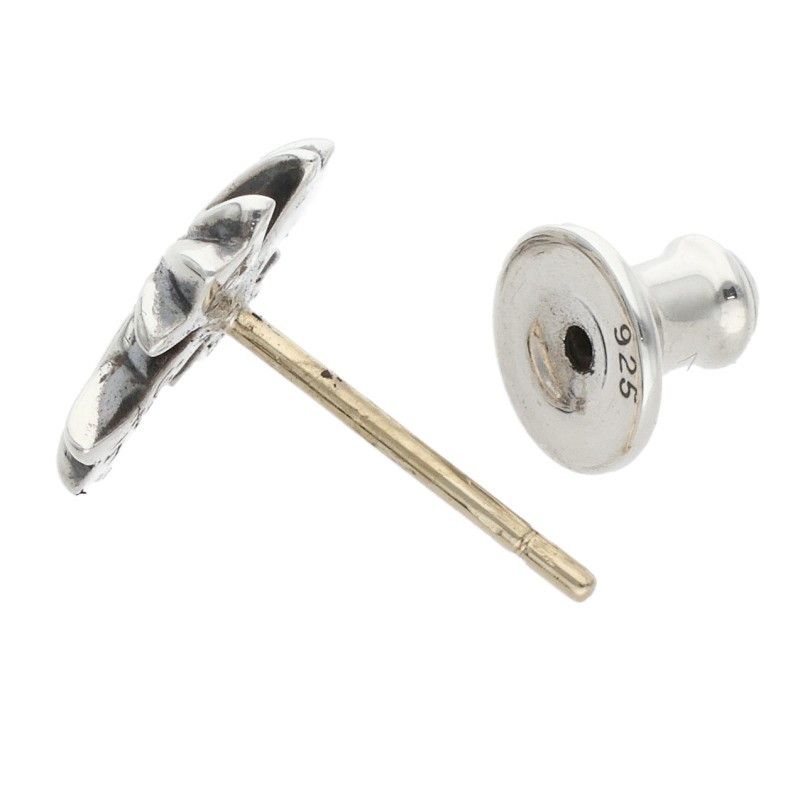 Chrome Hearts No2 CH Crs Dia CH Cross Stud 1 Diamond Silver Earrings