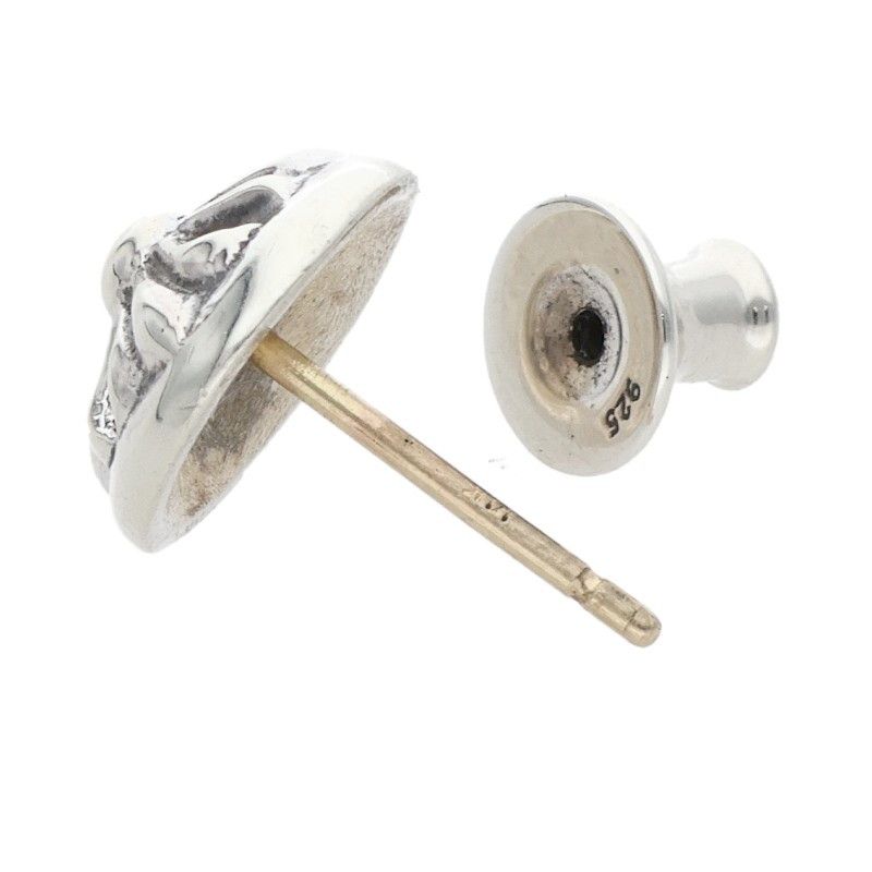 Chrome Hearts Stud Crsbll Cross Ball Silver Earrings