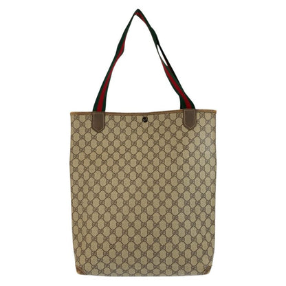 Gucci Vintage Sherry Line Beige Brown GG Supreme Canvas Tote Shoulder Bag