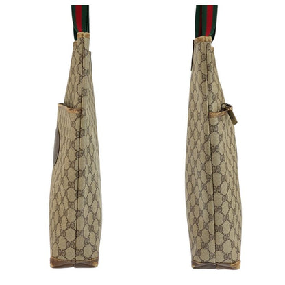 Gucci Vintage Sherry Line Beige Brown GG Supreme Canvas Tote Shoulder Bag