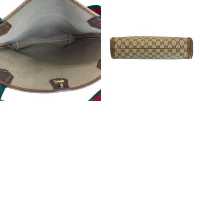 Gucci Vintage Sherry Line Beige Brown GG Supreme Canvas Tote Shoulder Bag