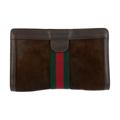 Gucci Vintage Sherry Line Brown Suede Clutch