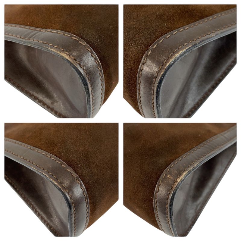 Gucci Vintage Sherry Line Brown Suede Clutch