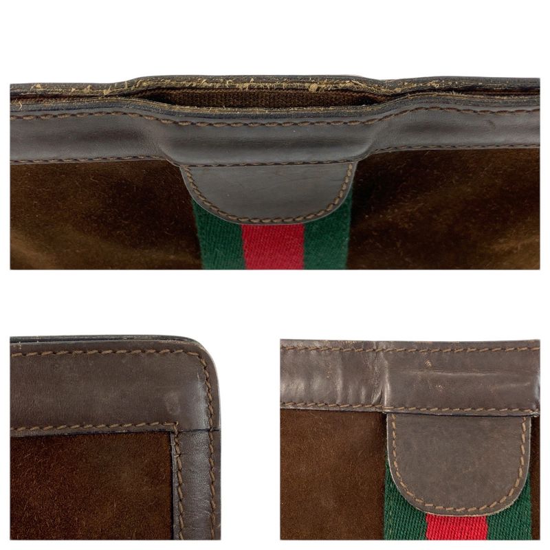 Gucci Vintage Sherry Line Brown Suede Clutch