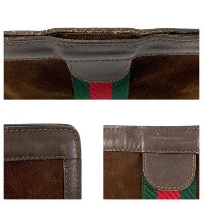 Gucci Vintage Sherry Line Brown Suede Clutch
