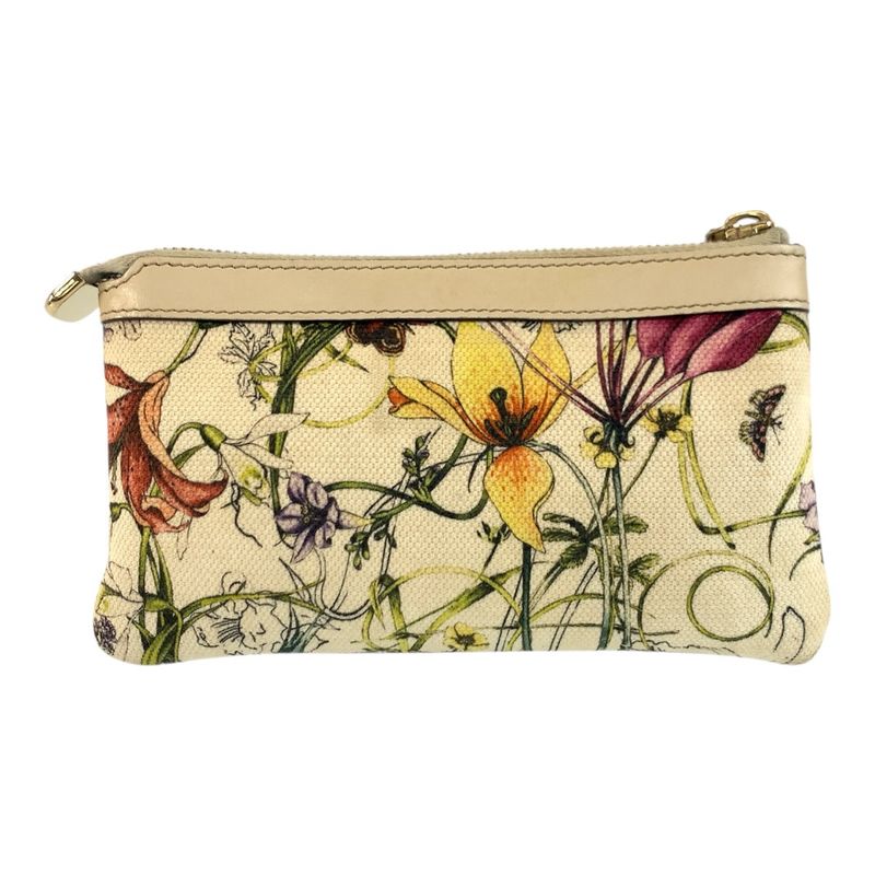 Gucci Flora Ivory Gold Canvas Pouch Case