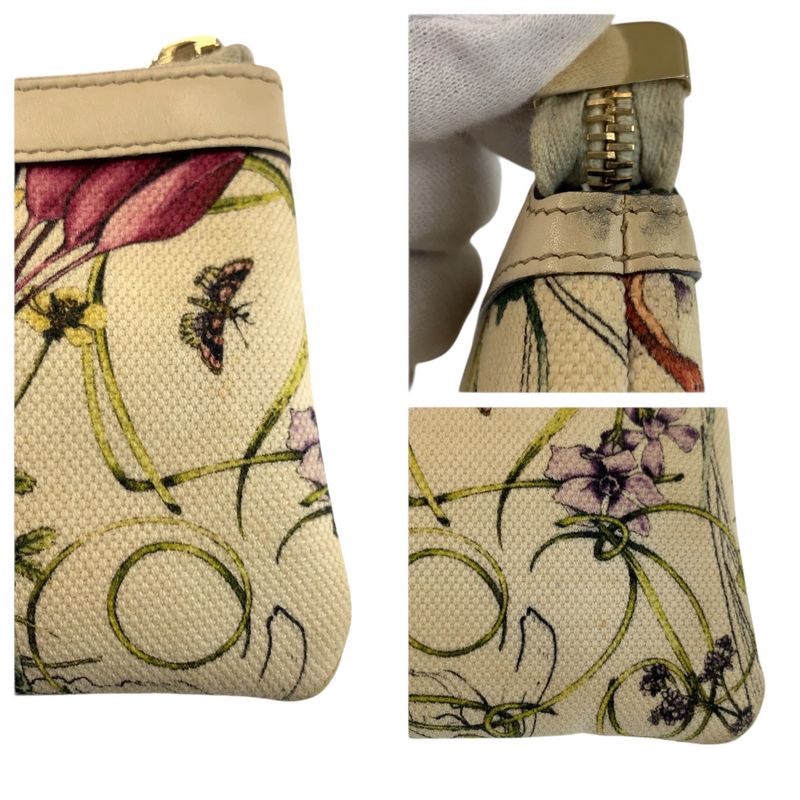 Gucci Flora Ivory Gold Canvas Pouch Case