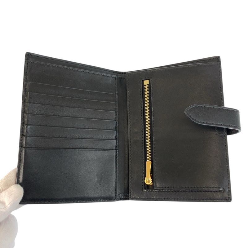 Celine Strap Wallet Black Leather Compact
