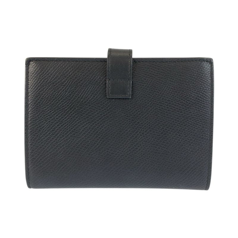 Celine Strap Wallet Black Leather Compact