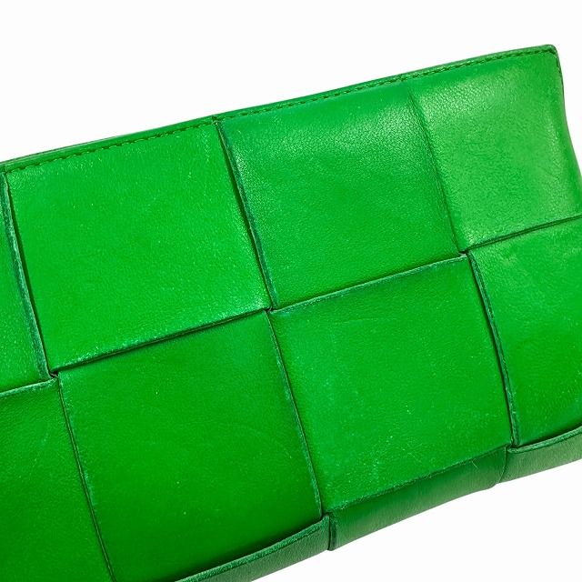 Bottega Veneta Maxi Intrecciato Cassette Zip Around Leather Wallet Green