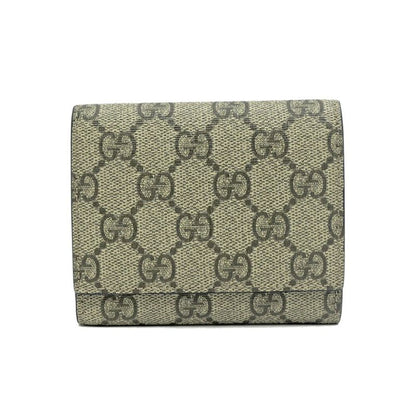 Gucci GG Supreme Tiddyle Compact Wallet Beige Blue Trifold with Initial Man