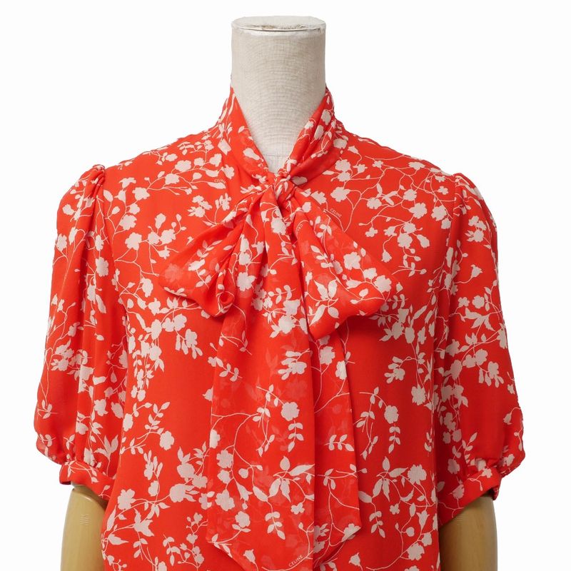 Celine Blouse 34 Hedi Slimane Era All Silk Bowtie Ribbon