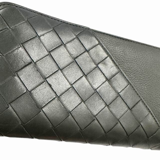 Bottega Veneta Intrecciato Diagonal Leather Wallet Black
