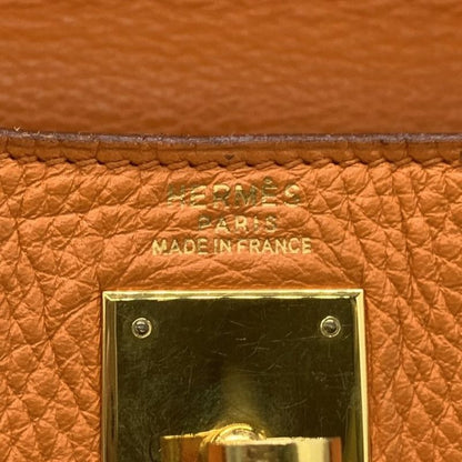 Hermes Kelly 32 Handbag Inner Sewing Taurillon Clemence Orange Gold