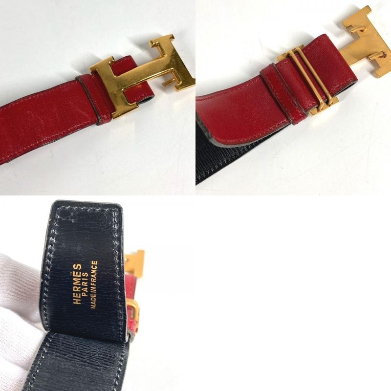 Hermes Belt Leather Red Black