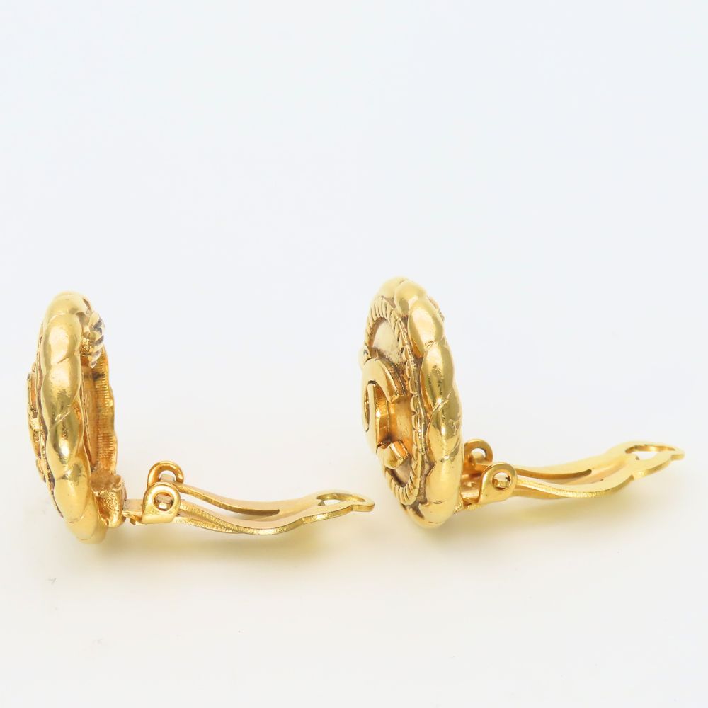 Chanel Earrings CC Logo Metal Gold Plated