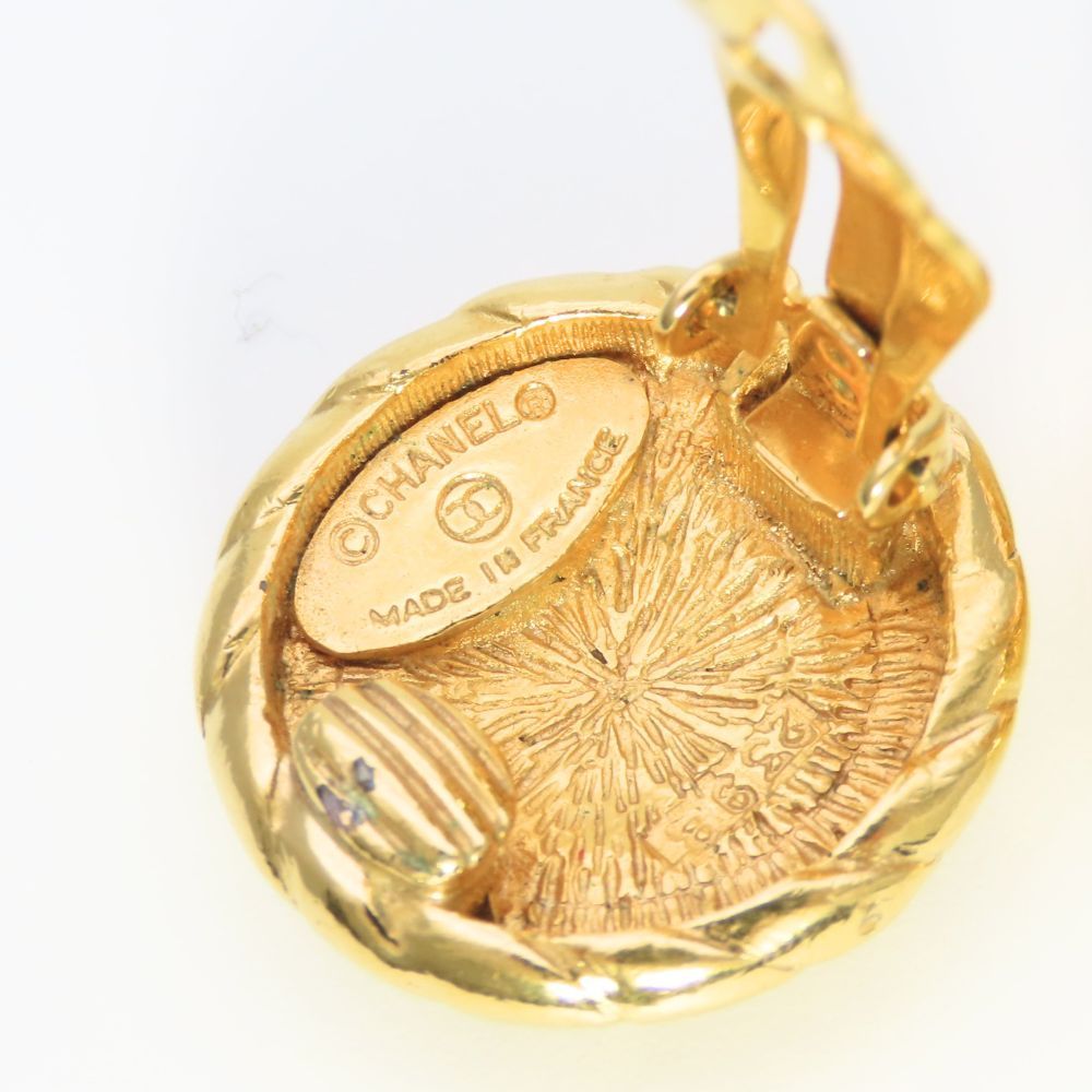 Chanel Earrings CC Logo Metal Gold Plated