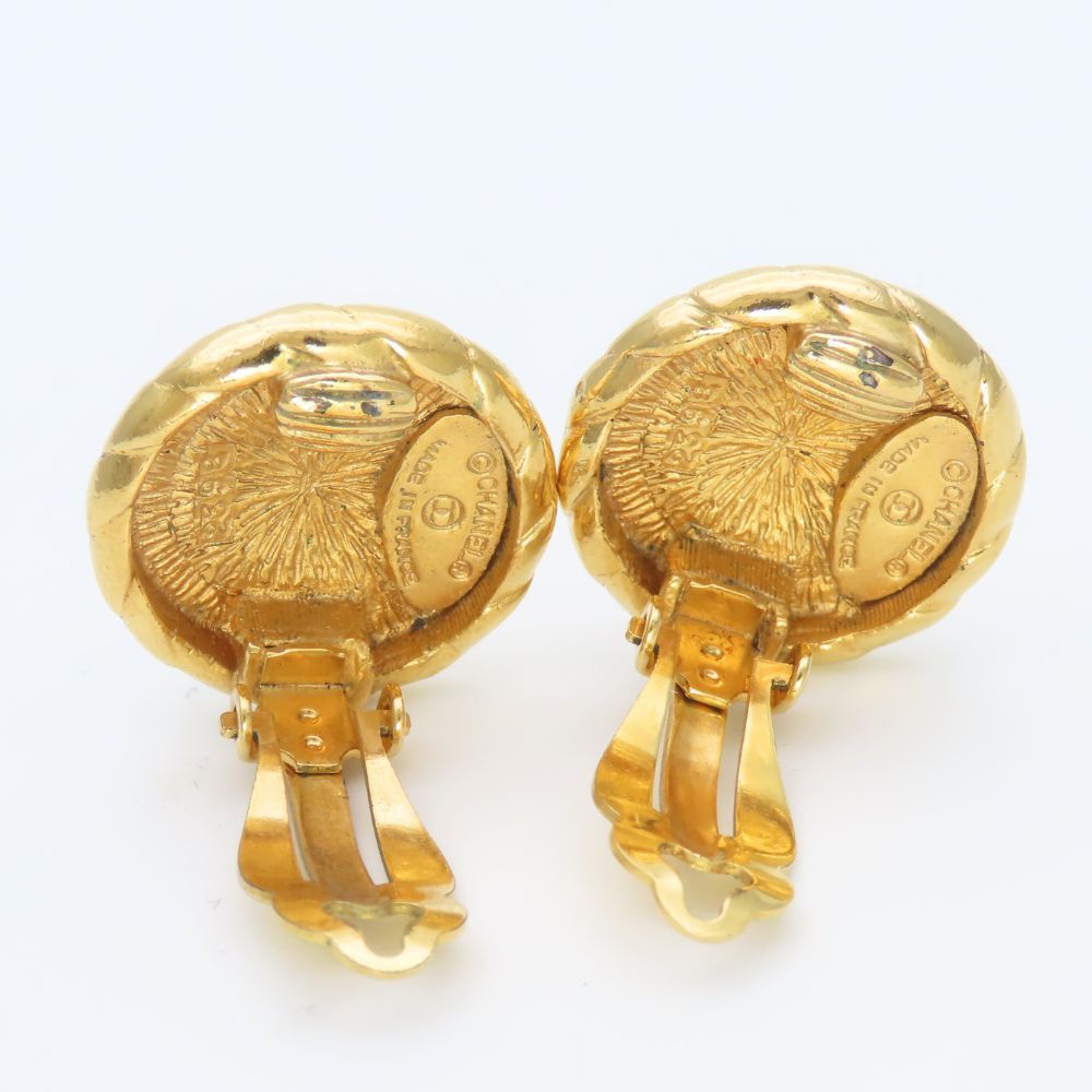 Chanel Earrings CC Logo Metal Gold Plated