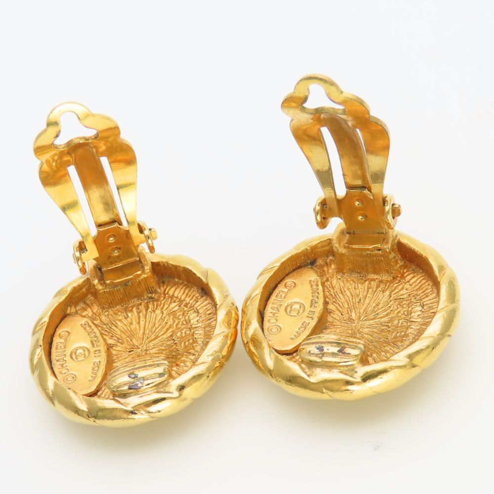 Chanel Earrings CC Logo Metal Gold Plated