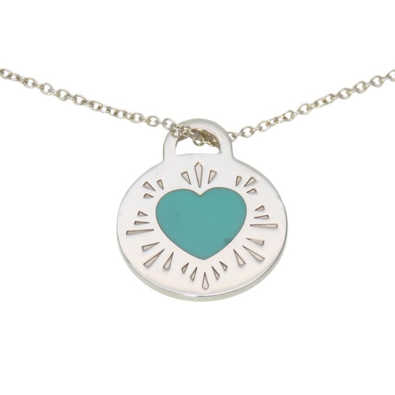 Tiffany & Co Necklace Return to Round Heart Silver Blue Pendant