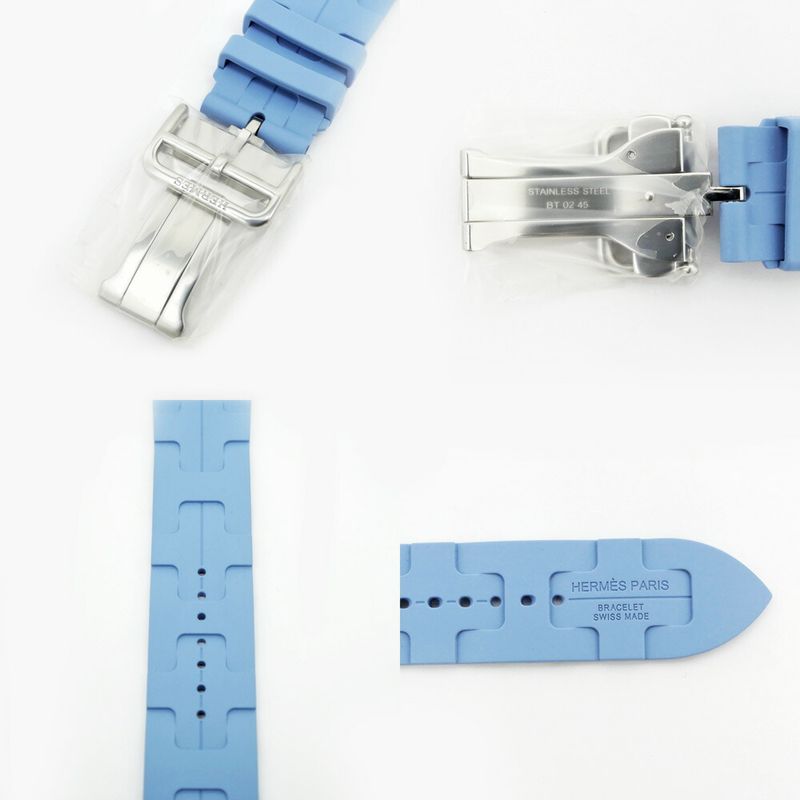 Hermes Simple Tour Kilim Blue Pastel Silver Apple Watch Strap