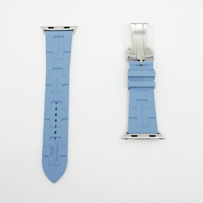 Hermes Simple Tour Kilim Blue Pastel Silver Apple Watch Strap