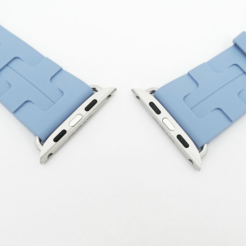 Hermes Simple Tour Kilim Blue Pastel Silver Apple Watch Strap