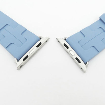 Hermes Simple Tour Kilim Blue Pastel Silver Apple Watch Strap