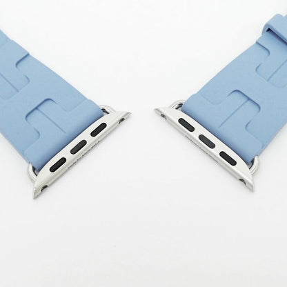 Hermes Simple Tour Kilim Blue Pastel Silver Apple Watch Strap