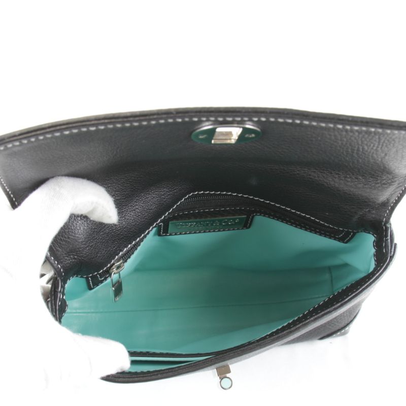 Tiffany & Co Turnlock Shoulder Bag Leather Black