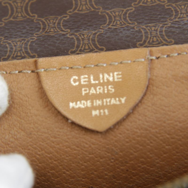 Celine Macadam Shoulder Bag Leather Brown
