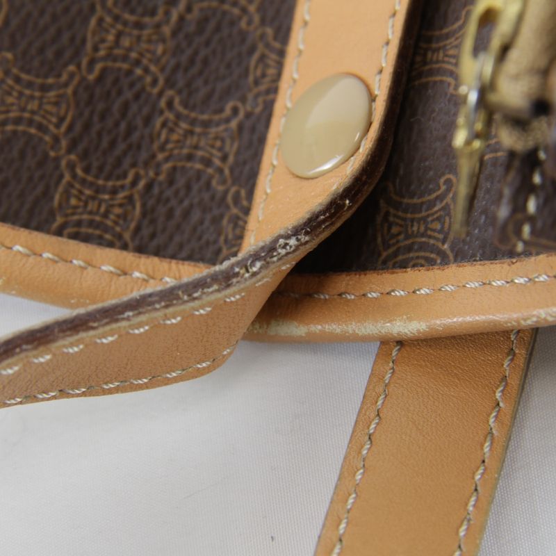 Celine Macadam Shoulder Bag Leather Brown