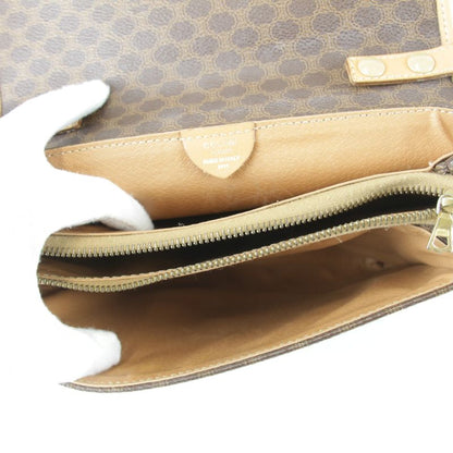 Celine Macadam Shoulder Bag Leather Brown