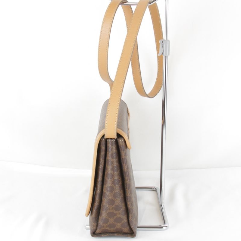 Celine Macadam Shoulder Bag Leather Brown